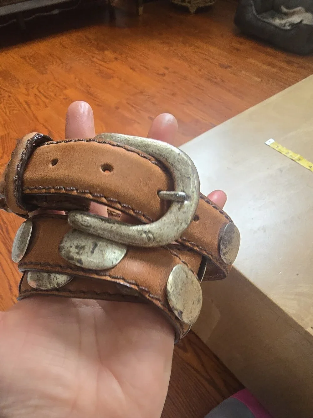Billy Davis California Leather Western Concho Belt 36 Brown Silver USA